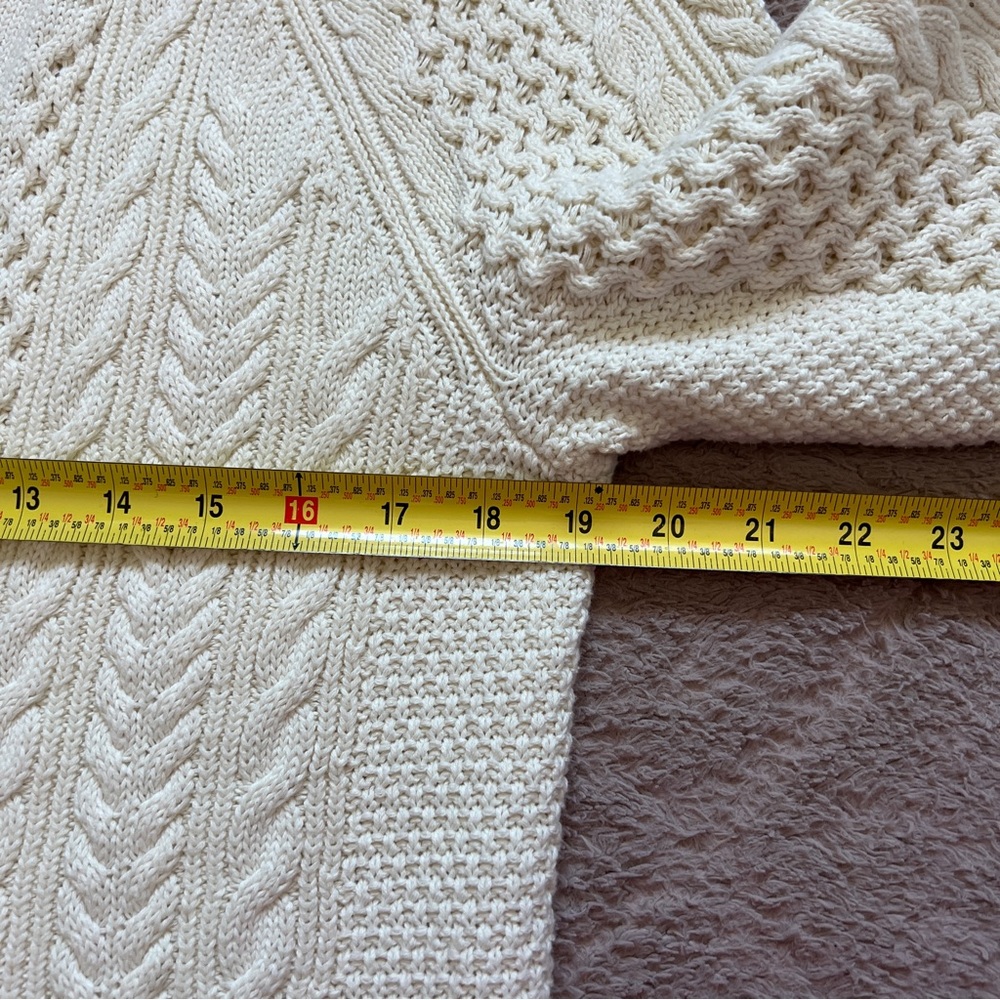Aerie Cable Knit Crochet Cotton Oversized Cardigan Preppy Cottage Coastal‎ Sz S - Picture 6 of 8